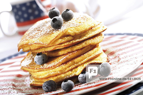 Americana: stacked blueberry pancakes