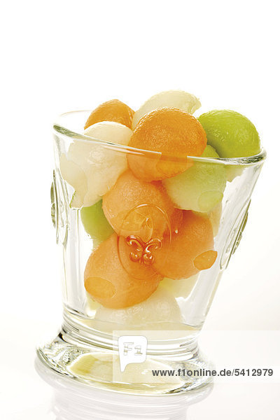 Melon balls in a glass