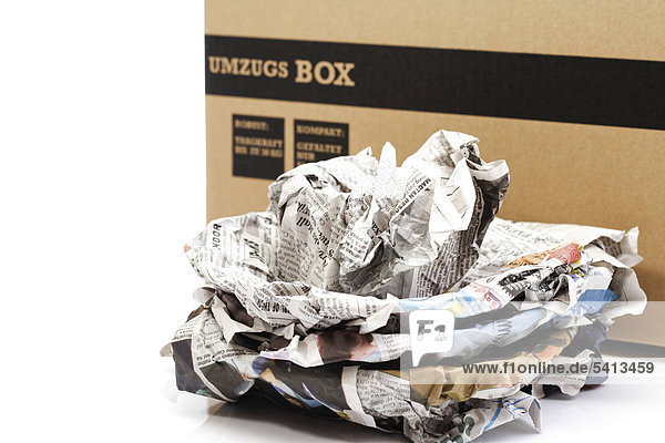 Moving box and packed household effects