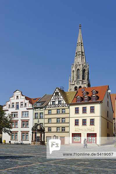 Am Markt mit Kirche St. Maximi  Merseburg  Sachsen-Anhalt  Deutschland  Europa