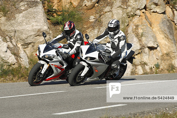 Two Yamaha YZF R1 motorcycles