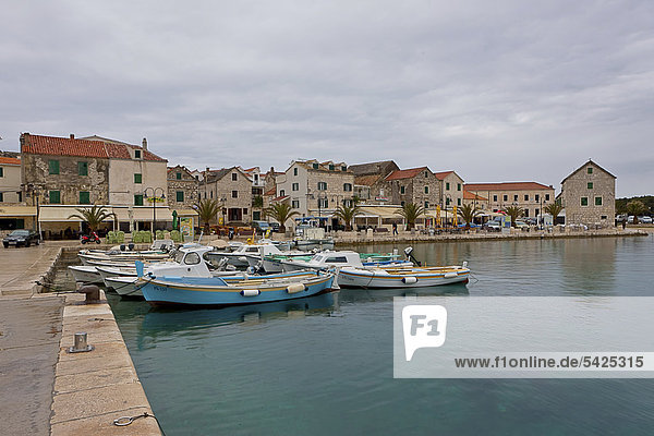 Fishing port of Primosten  central Dalmatia  Adriatic coast  Croatia  Europe  PublicGround