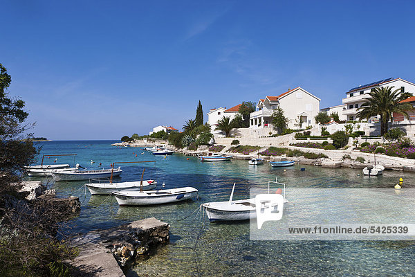 Village of Rogoznica with harbour and bay  central Dalmatia  Dalmatia  Adriatic coast  Croatia  Europe