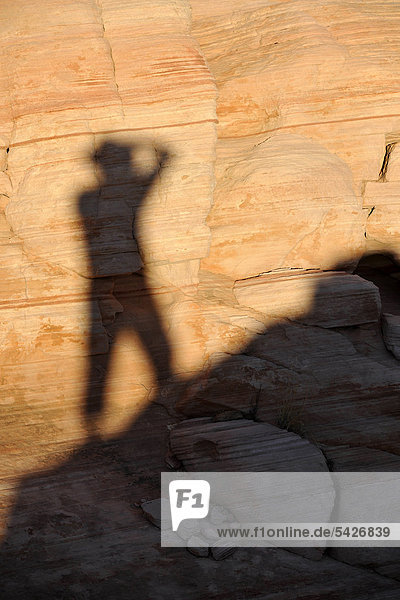 Shadow of a photographer  Valley of Fire State Park  Nevada  United States of America  USA