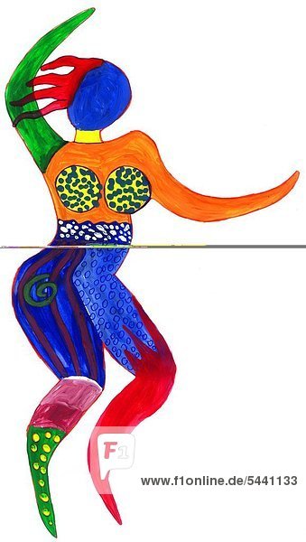Illustration - Frau mit buntem Körper - Symbol - Kunst