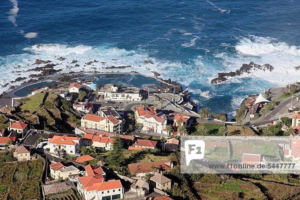 aerial view of the city Porto Moniz island of Madeira  Portugal  Europe.