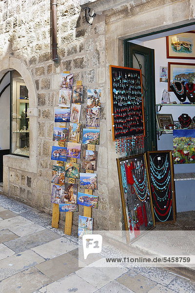Souvenir shop in a side street in the historic centre of Dubrovnik central Dalmatia Adriatic coast Croatia Europe PublicGround