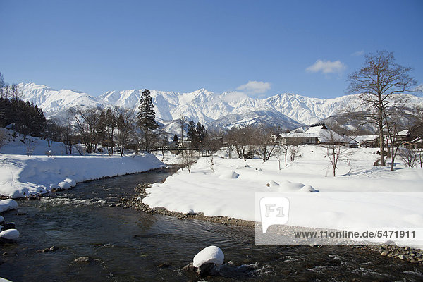 Winterlandschaft Hakuba Nagano Japan Asien