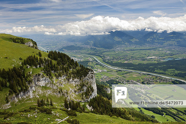 Europa Tal Alpen Ansicht Österreich Schweiz Vorarlberg