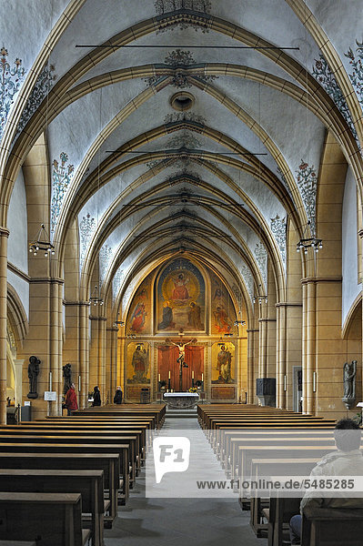 Interior view  nave of St Gangolf parish church  Trier  Rhineland-Palatinate  Germany  Europe