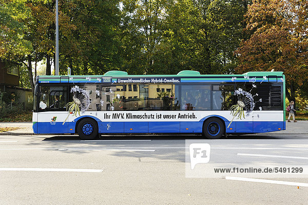 Umweltfreundlicher Hybrid-Omnibus München Bayern Deutschland Europa