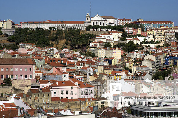 View of Igreja da Graca church  district of Alfama  Lisbon  Portugal  Europe