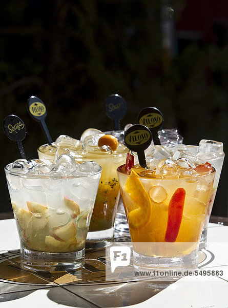 Variety of caipirinhas at the Veloso bar  Sao Paulo  Brazil  South America