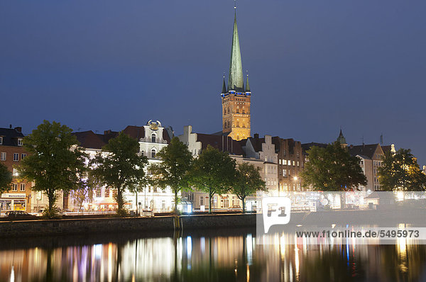 Stadtansicht Stadtansichten Europa Nacht Fluss UNESCO-Welterbe Ostsee Baltisches Meer Deutschland Schleswig-Holstein