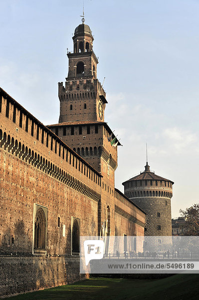 Schloss Fortezza Sforzesco  Baubeginn 1450  Mailand  Milano  Lombardei  Italien  Europa  ÖffentlicherGrund