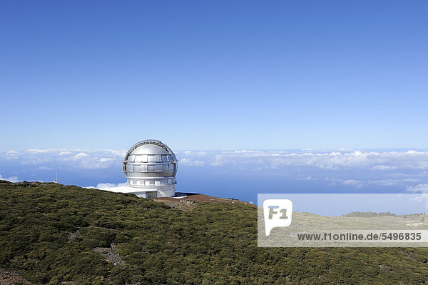 Sternwarte  Observatorium auf dem Roque de los Muchachos  Gran Telescopio Canarias  La Palma  Kanarische Inseln  Kanaren  Spanien  Europa  ÖffentlicherGrund