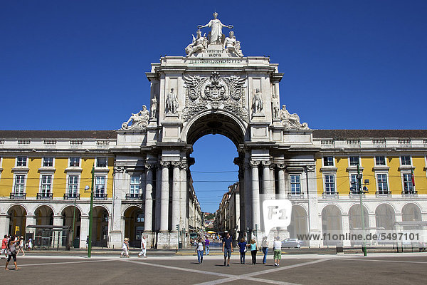 Arco da Rua Augusta  PraÁa  Praca  Praca do Comercio  Baixa  Lisbon  Portugal  Europe