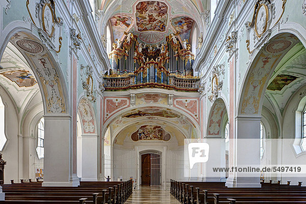 Orgel  Klosterkirche St. Georg  Kloster Ochsenhausen  Ochsenhausen  Landkreis Biberach  Oberschwaben  Baden-Württemberg  Deutschland  Europa