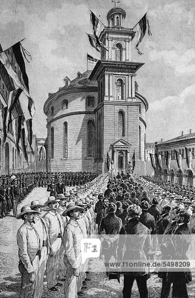 Einzug der Mitglieder des Parlaments in die Frankfurter Paulskirche  Frankfurt am Main  Deutschland  Holzstich  1880