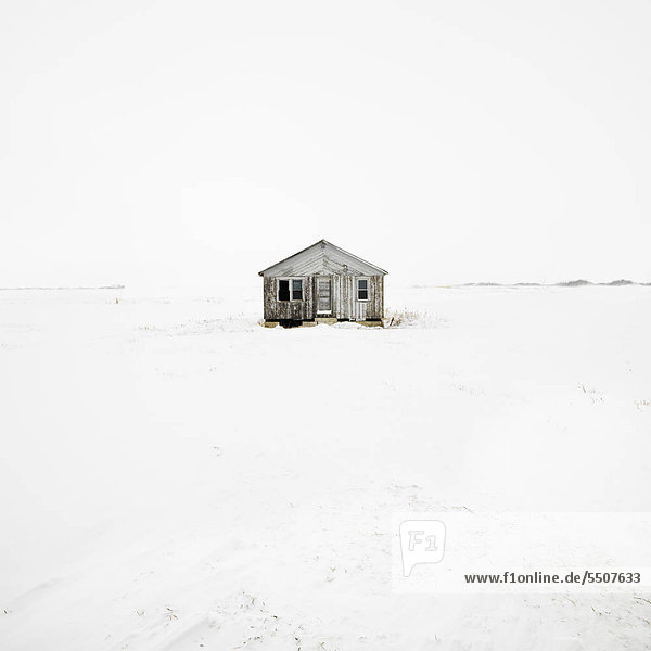 bedecken, Wohnhaus, Landschaft, verlassen, Schnee