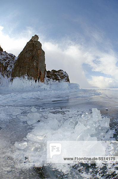 Frozen Lake Baikal  Baykal  Siberia  Russia  Eurasia