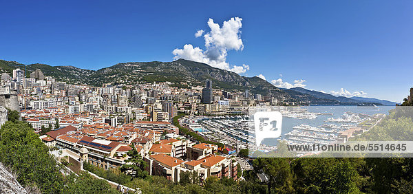 Overlooking the harbour of Monaco  Port Hercule  Monte Carlo  Principality of Monaco  CÙte d'Azur  Mediterranean Sea  Europe  PublicGround