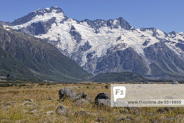 Huddestone Glacier  Stocking Glacier and Mueller Glacier  Mount Cook National Park  South Island  New Zealand