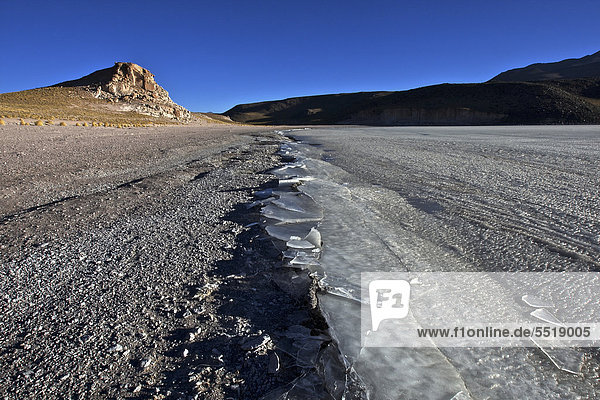 See mit Eisschollen  Atacama-Wüste  Altiplano  südliches Bolivien  Südamerika
