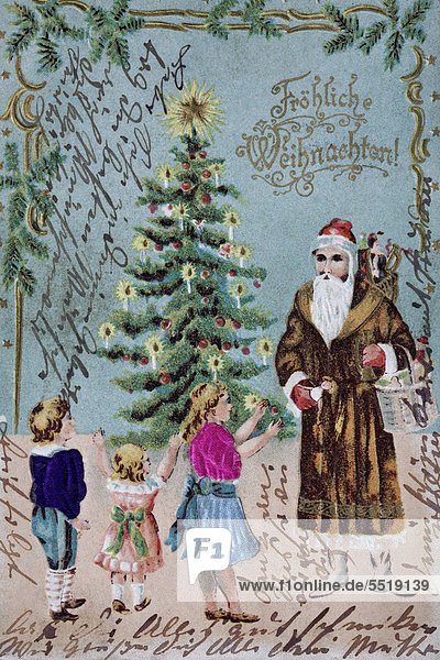 Geschenk Weihnachtsmann frontal Weihnachtsbaum Tannenbaum