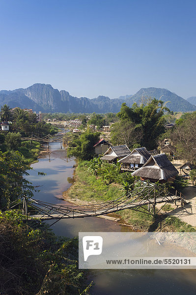 Vientiane Hauptstadt Dorf Vietnam Asien Laos Vang Vieng