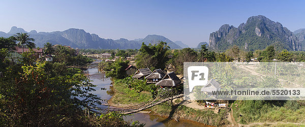 Vientiane Hauptstadt Dorf Vietnam Asien Laos Vang Vieng