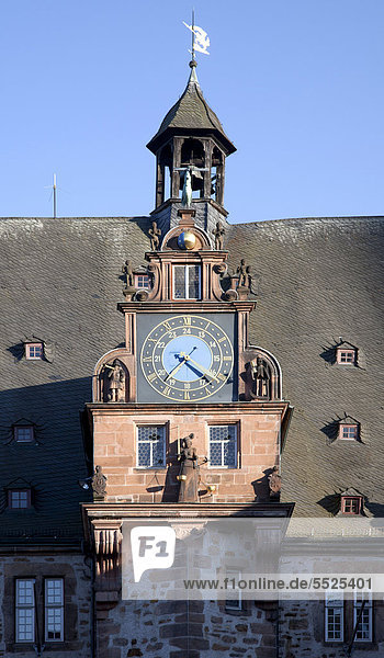 Turmuhr Rathaus Europa Deutschland Hessen Stadthalle