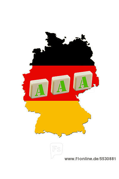 Drei A auf einer Deutschlandkarte  Symbolbild für die Triple A Bewertung der Ratingagenturen