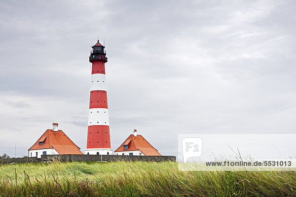 Der Leuchtturm Westerheversand auf der Halbinsel Eiderstedt  Nordfriesland  Schleswig-Holstein  Deutschland  Europa