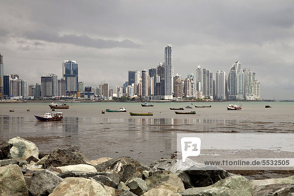 Skyline, Skylines, Wolke, Dunkelheit, über, Sturm, Großstadt, Mittelamerika, Panama