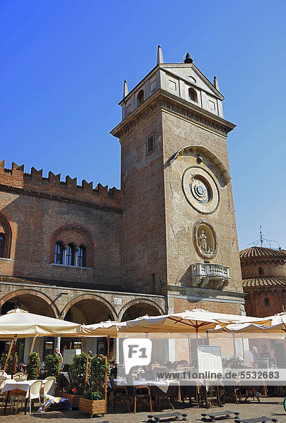 Torre dell Orologio  clock tower  Piazza delle Erbe  Mantua  Mantova  Lombardy  Italy  Europe