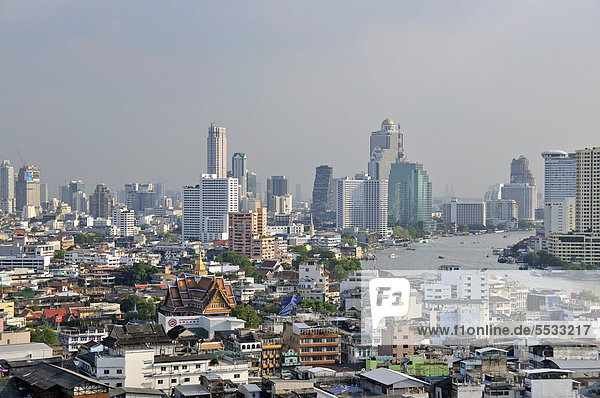 Bangkok Hauptstadt Stadtansicht Stadtansichten Finanzen Hotel Hochhaus frontal Asien Ortsteil Thailand