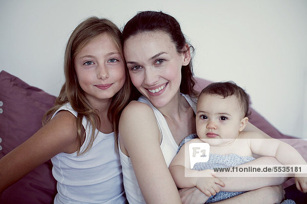 Mother with daughter and baby  portrait