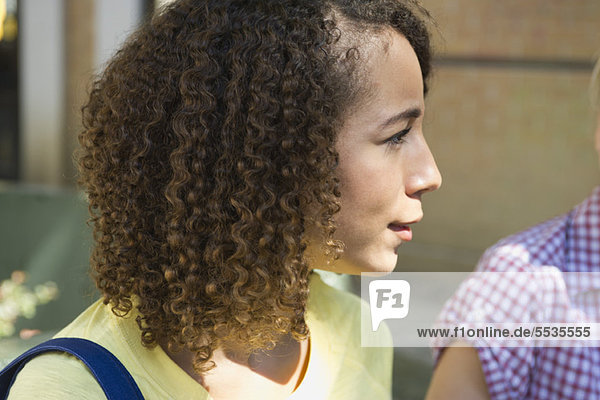 Young woman listening attentively