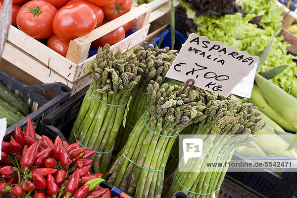 Gemüse zum Verkauf  Markt auf dem Campo de' Fiori  Rom  Italien  Europa