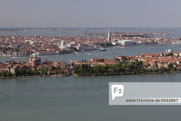 Venice and Giudecca island  aerial view  UNESCO World Heritage Site  Venetia  Italy  Europe