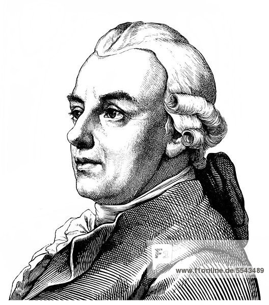 Historical drawing from the 19th century  portrait of Gotthold Ephraim Lessing  1729 - 1781  a poet of the German Enlightenment