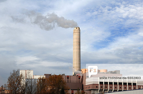 rauchen rauchend raucht qualm qualmend qualmt Kraftwerk Europa Wärme Industrie Schornstein Bayern Deutschland Unterfranken