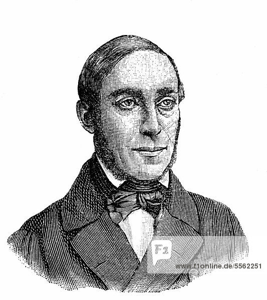 Karl Friedrich Wilhelm Mathy  1807-1868  journalist and politician from the Baden region  historic woodcut  c. 1880