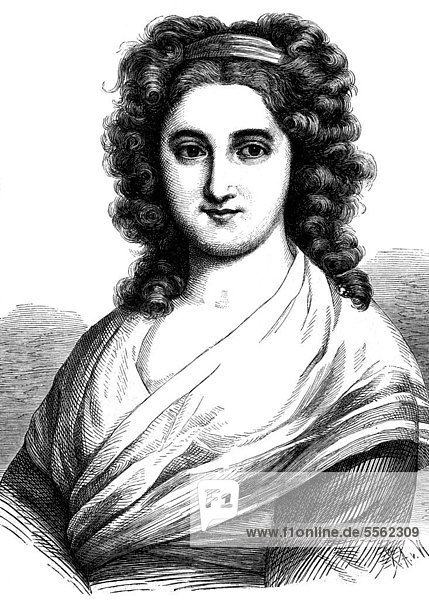 Henriette Julie Herz  1764 - 1847  Schriftstellerin und eine der führenden Berliner SalonniËren der Frühromantik  historischer Holzschnitt  circa 1870