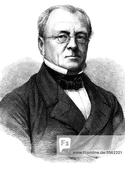 Heinrich Leo  1799 - 1878  ein deutscher Historiker und preußischer Politiker  historischer Holzschnitt  circa 1870