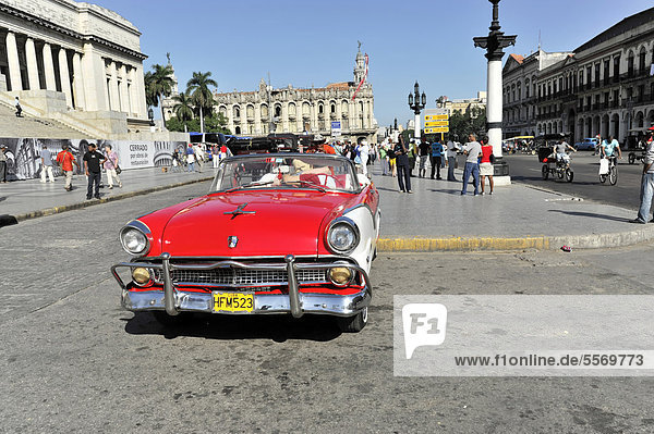 Ford Cabriolet  convertible vintage car  1950's  in the town centre of Havana  Centro Habana  Cuba  Greater Antilles  Caribbean  Central America  America