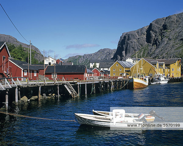 Boats in the harbour of Nusfjord  Flakstad¯ya Island  Lofoten Islands  Norway  Scandinavia  Europe