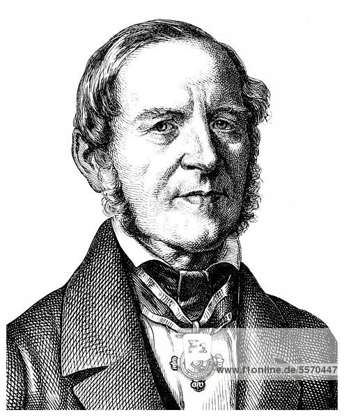 Historical illustration from the 19th century  portrait of August Boeckh  1785 - 1867  a German classical scholar and archaeologist