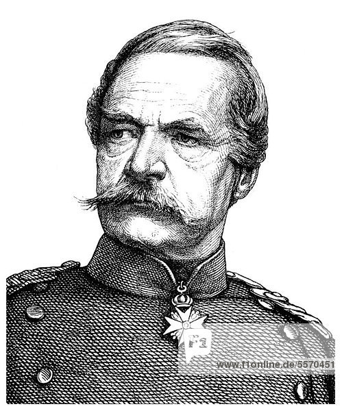 Historical illustration from the 19th century  portrait of Albrecht Theodor Emil Graf von Roon  1803 - 1879  a Prussian Field Marshal and politician
